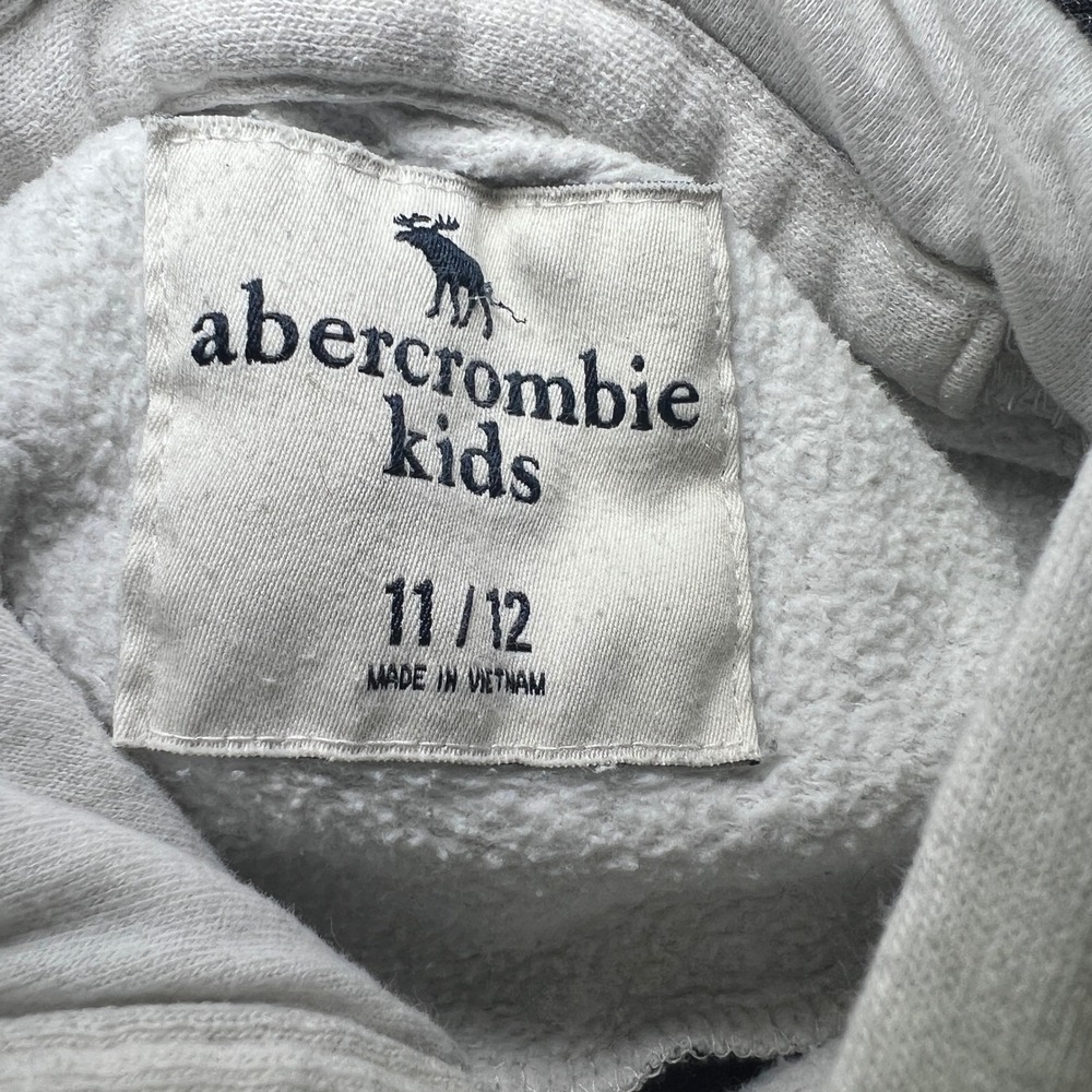 Abercrombie Kids Boys 11/12 Hoodie White Grey Navy Yellow Colorblock Sweatshirt - Picture 4 of 8